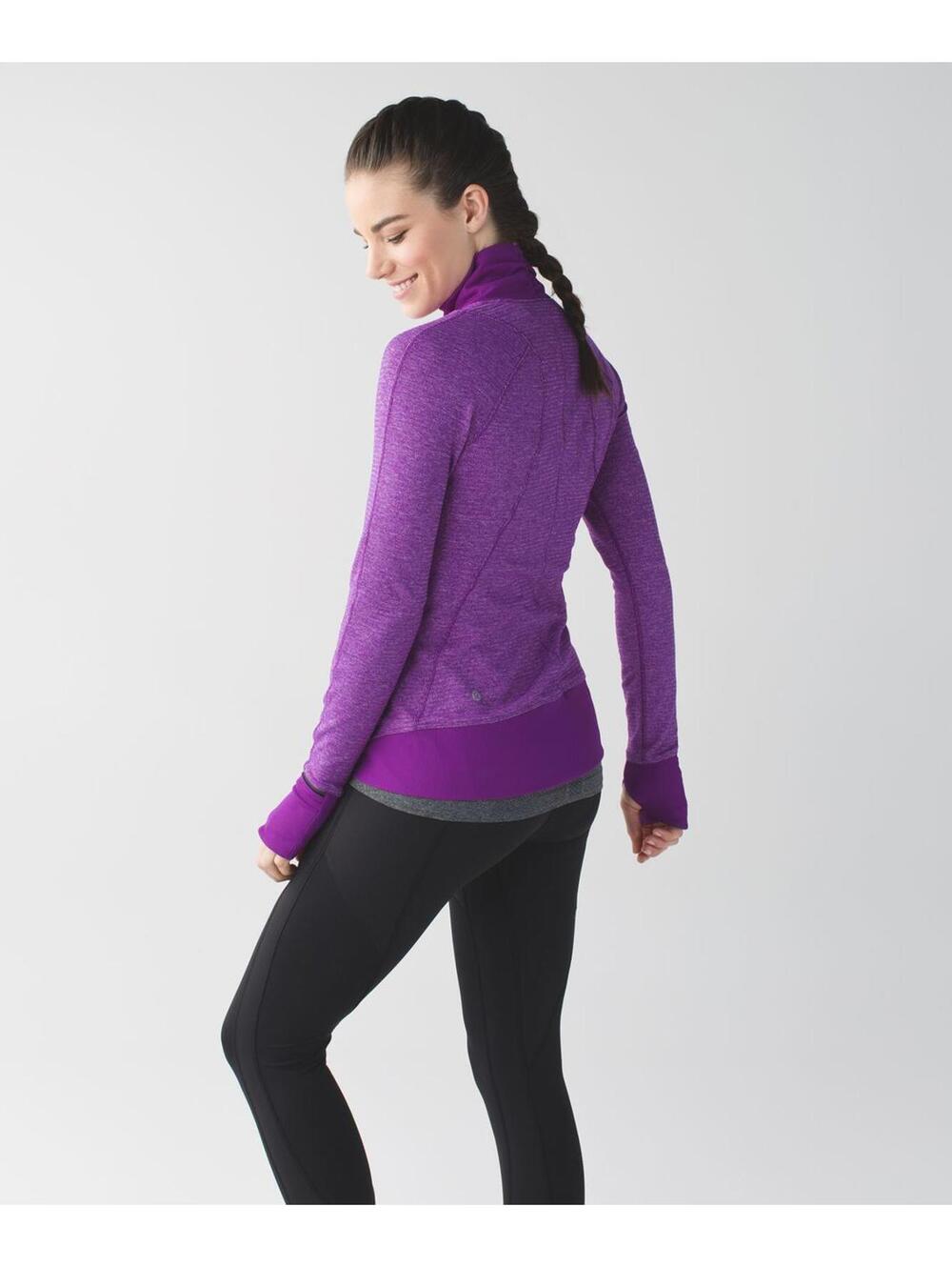 Lululemon Runderful 1/2 Zip Mini Check Pique Tender Violet Heathered Size 4 - Picture 2 of 8